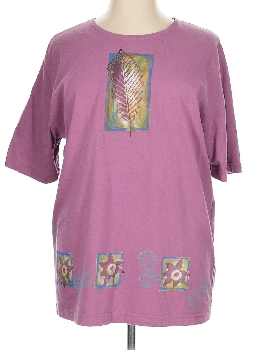 Barclay/Blue Fish Hand-Painted Leaf Top 0 B48"fit 1? Amethyst Organic Cotton USA